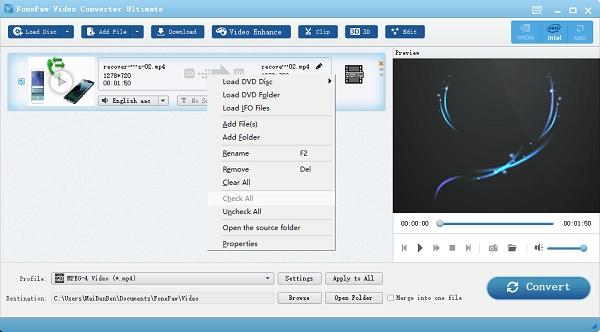 FonePawVideoConverterUltimate,视频转换.